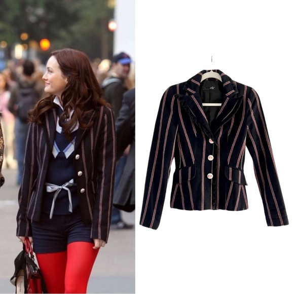 Zara Jackets & Blazers - ❤️ ASO Gossip Girl Striped Navy Blazer